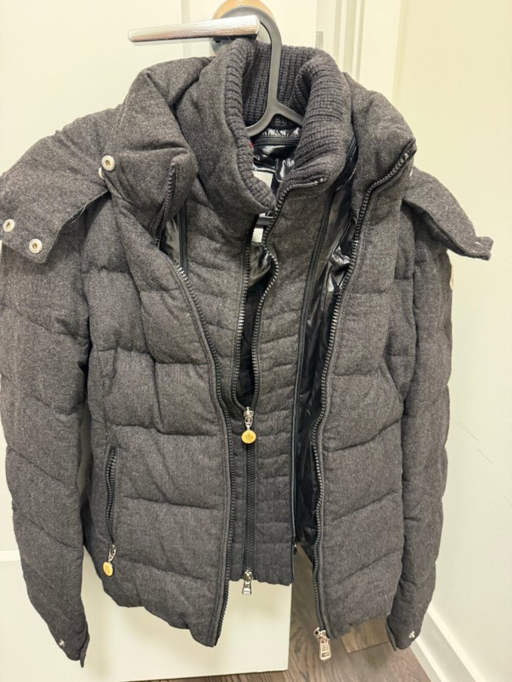 Moncler Grey Wool Down Jacket